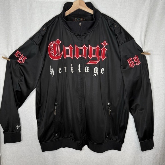 Coogi Track Jacket Spell Out Mens 5XL Black Lightweight Trap 00s Y2K Street Zip - Picture 1 of 14